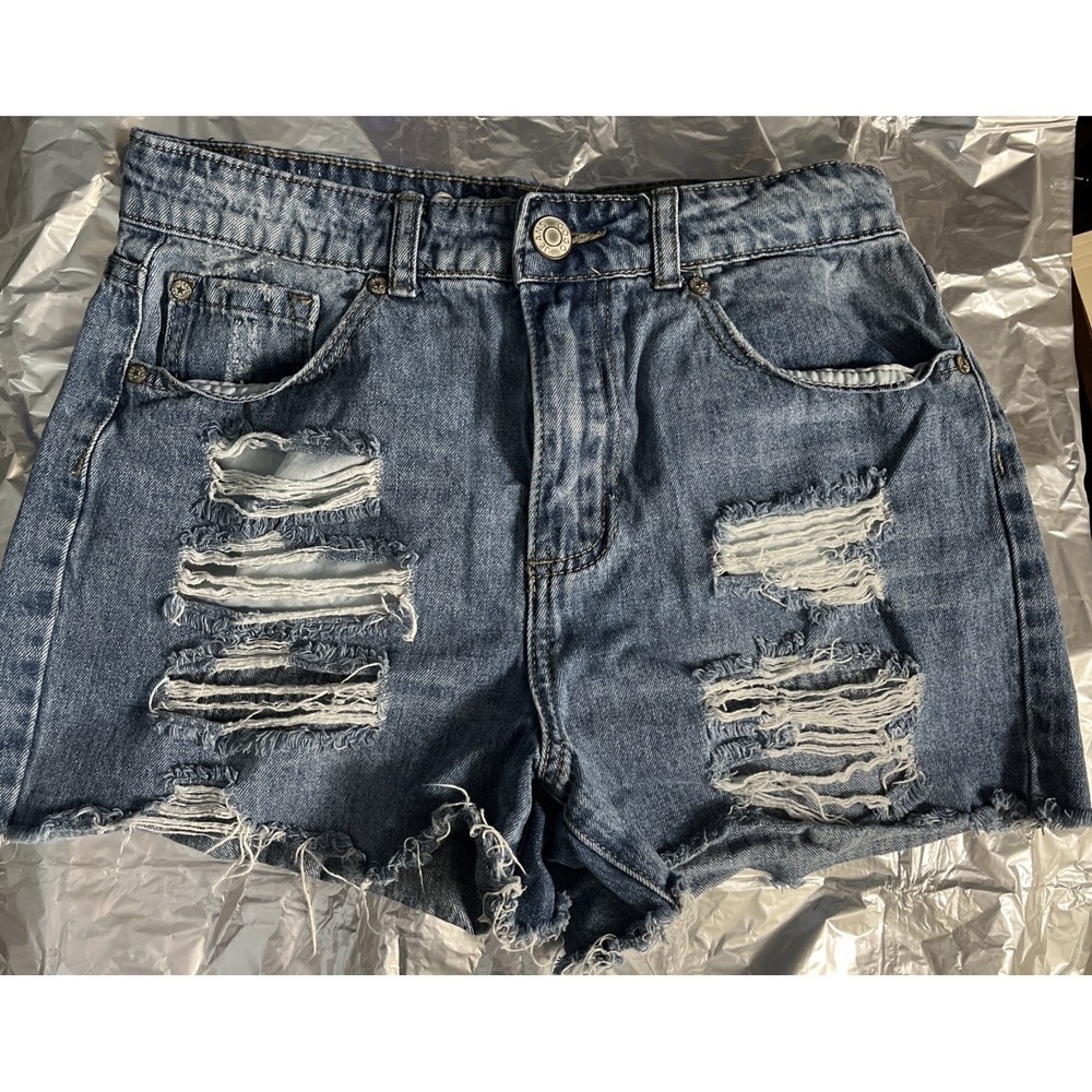 Gogo Jeans High Rise distressed frayed hem shorts size 9 MOM Shorts